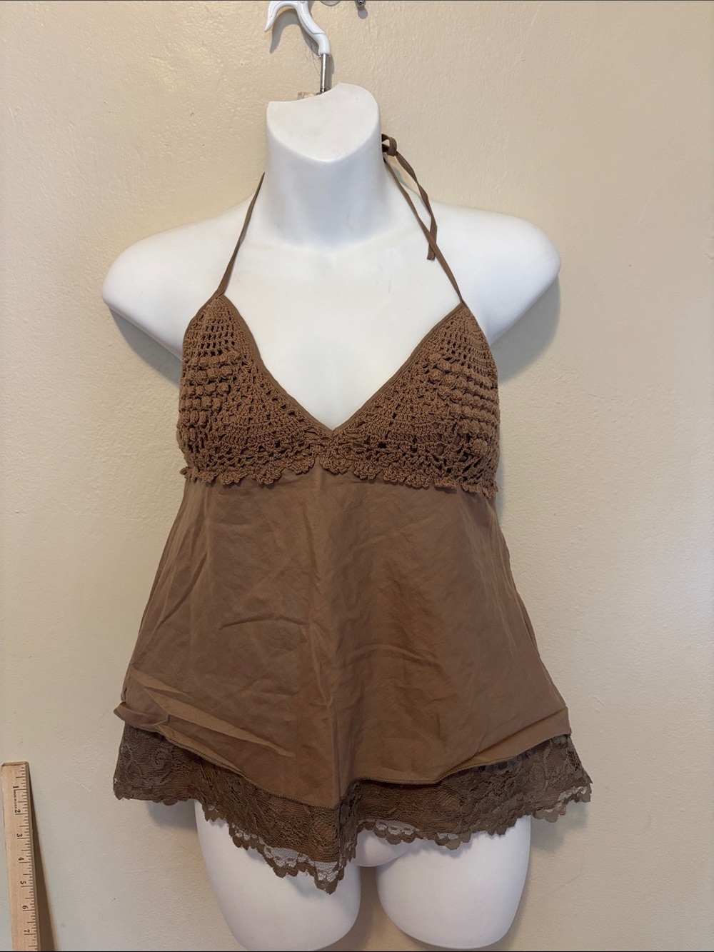 Scarlett Brown Smocked Halter Peplum Top